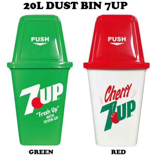 よくやきページ　ダストボックス　アメリカン　お洒落ゴミ箱 新品 7UP Fresh UP グリーン 20L ダストボックス ゴミ箱 世田谷