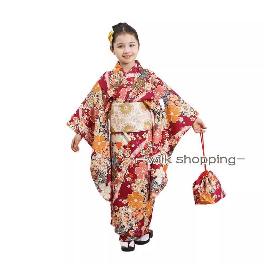 300円off 七五三 着物 753 女の子 着物セット 子ども用着物 着物ドレス 写真撮影 前撮り 後撮り お祝い 七草祝い キッズ 7歳 小学生 子