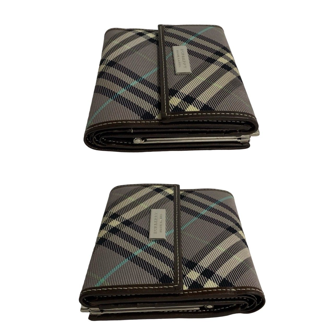 極美品 憧れ Burberry バーバリー がま口 二つ折り財布 ノバチェック 