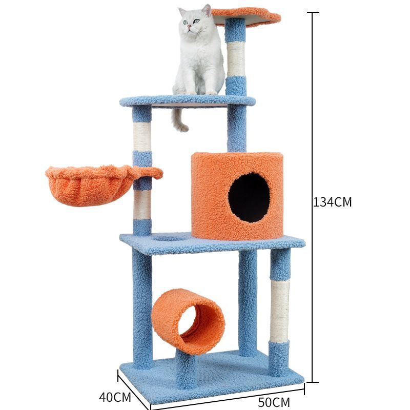 カラフル木製キャットタワー 多層一体型