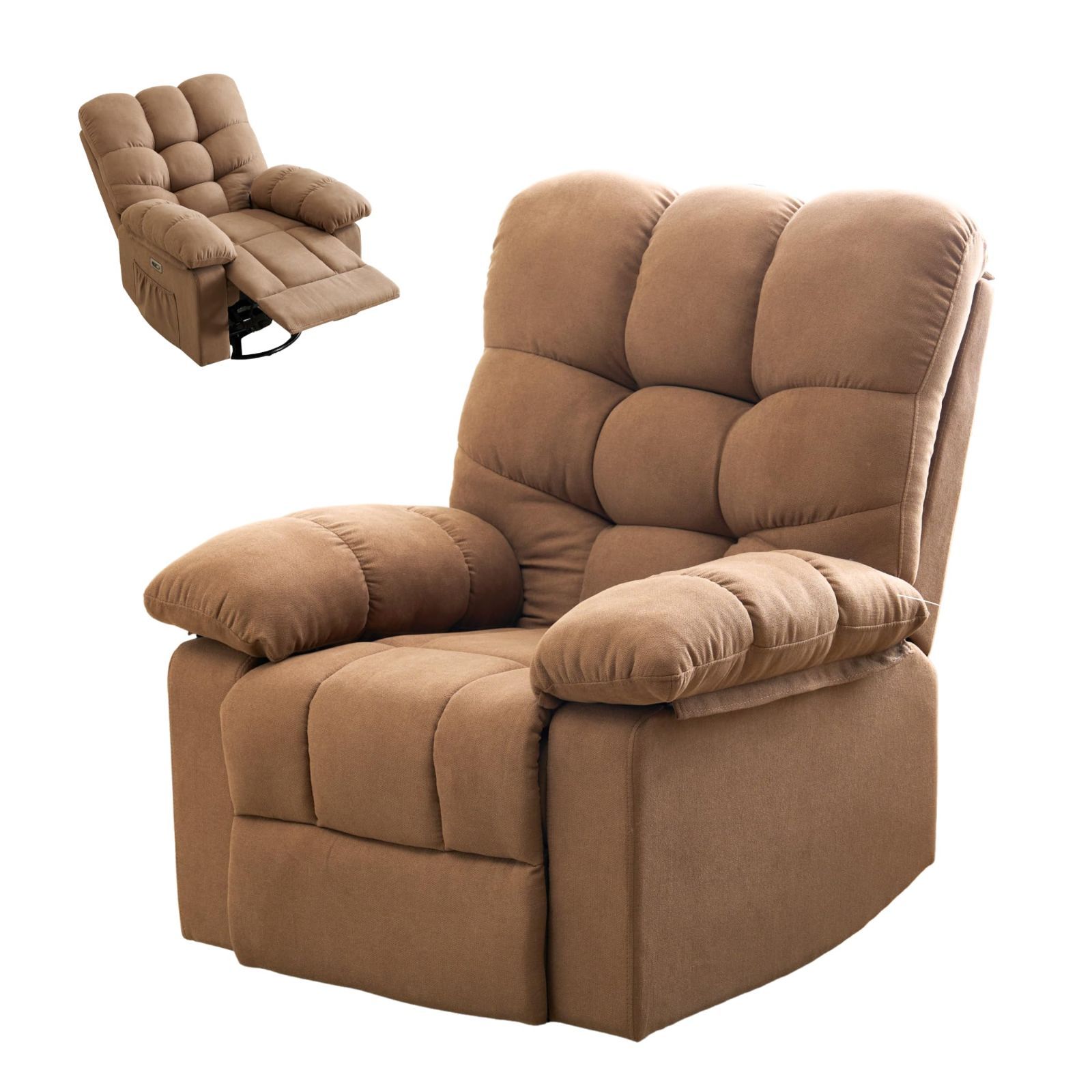 在庫処分 リクライニングソファー 電動リクライニングソファー 1人掛け ゲーミングチェア オーエスジェイ OSJ ファブリック 140° ライトコーヒー