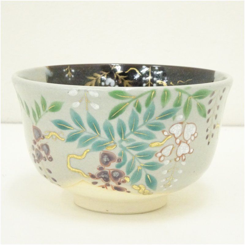 秋草庵造 桔梗絵茶碗（共箱） 茶道 抹茶 おしゃれ 抹茶茶碗 抹茶