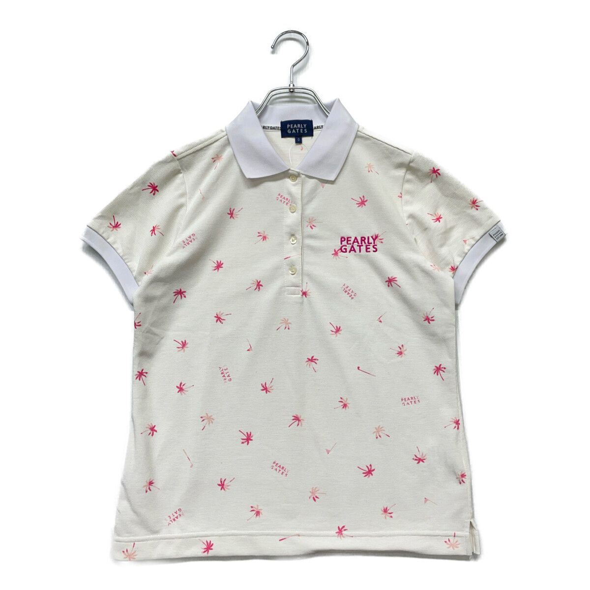  レディース パーリーゲイツ PEARLY GATES 半袖ポロシャツ 0(S) 白系 ホワイト 23年モデル グラデーションヤシ柄