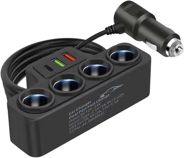 Acid 車載充電器 急速車載充電器 USB-C車載充電器 車の充電器 車の充電アダプター USBカーチャージャー 7in1 7台同時充電 Max120W ターSUV オフロード フォークリフト クレーン用 カー用品