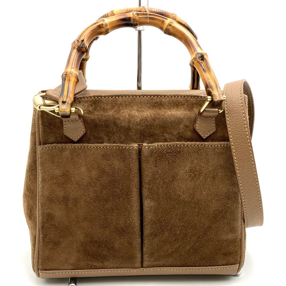 GUCCI グッチ 000122 バンブーハンドバッグ スウェード/レザー 