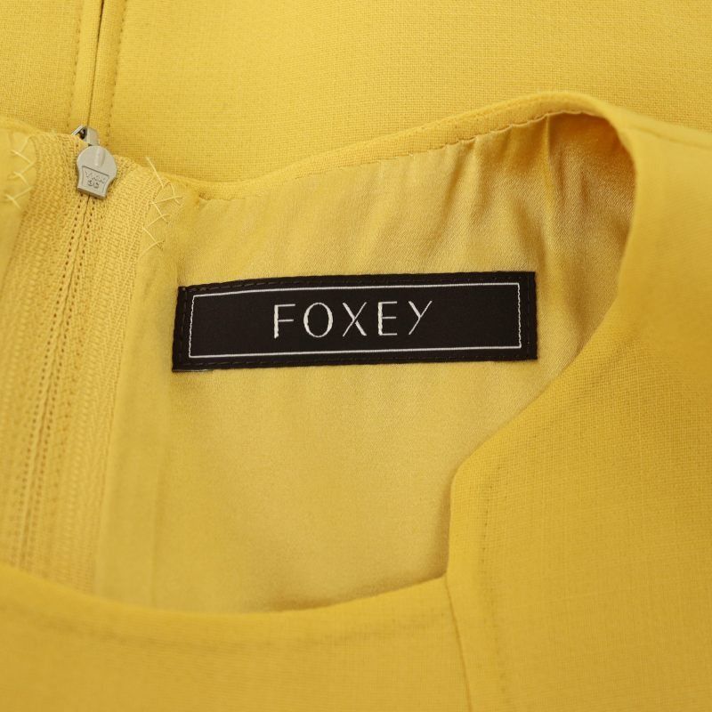 フォクシー FOXEY 37794 ノースリーブ ワンピース 膝丈 38 黄色