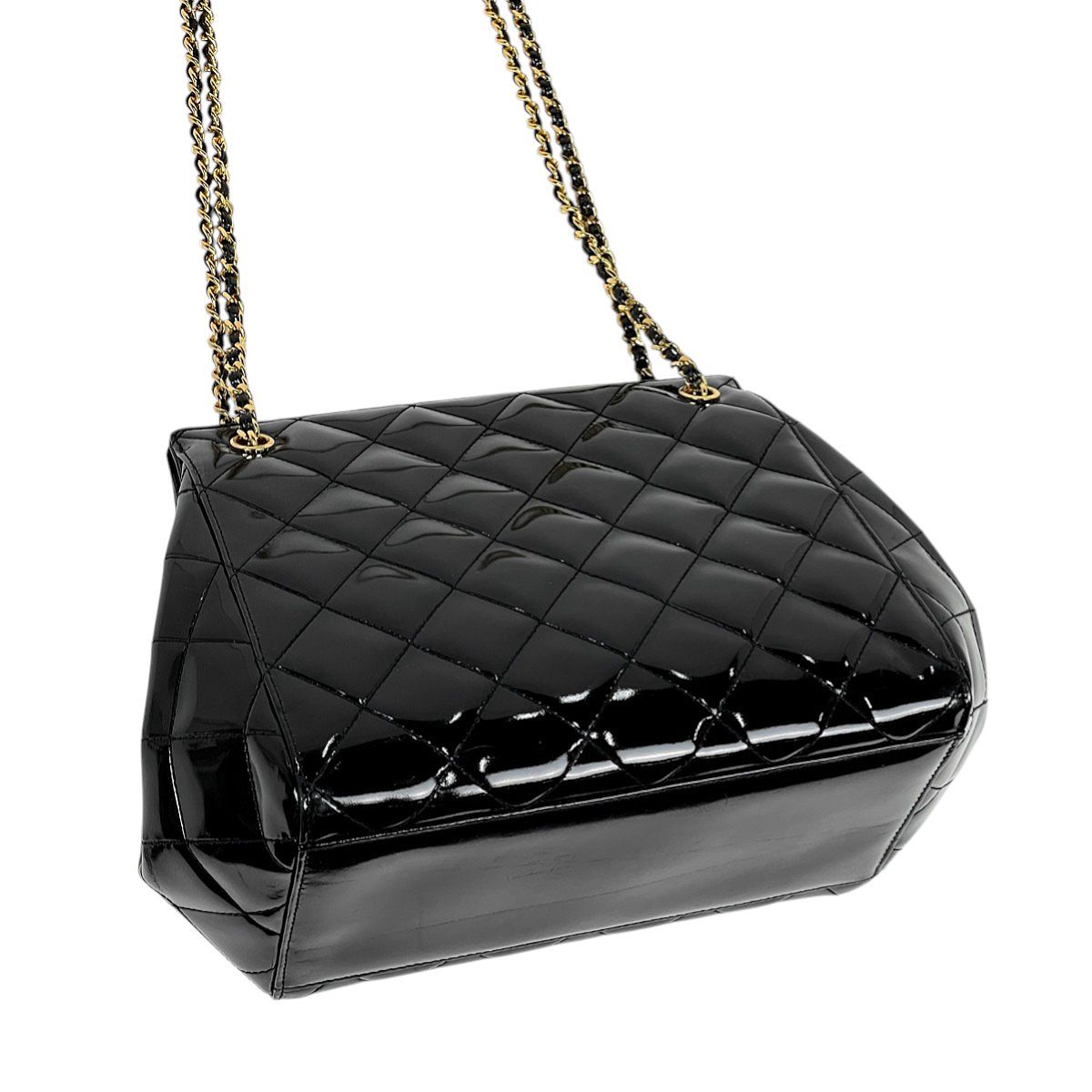 CHANEL ヴィンテージ パテントレザーCロゴ ショルダーバッグ CHANEL ブラック パテントレザー ショルダーバッグ - メルカリ
