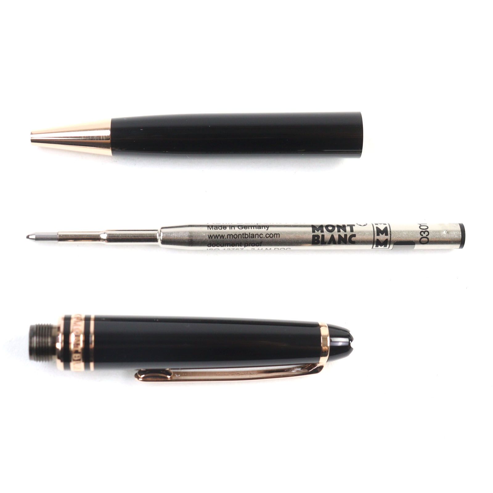 MONTBLANC モンブラン マイスターシュテュック クラシック ロゴ刻印 ホワイトスター ツイスト式 ボールペン ブラック レッドゴールド 箱 保存袋付き ドイツ製 筆記 済み ATMAENTERPRISE_COM