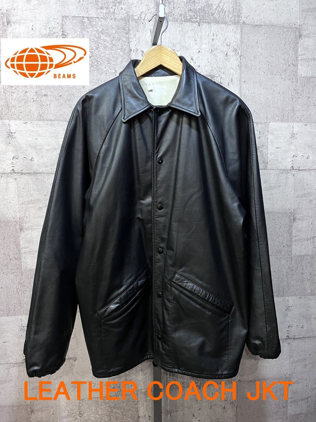 希少　beams boy ビームスボーイ　レザー　コーチ　ジャケット　ブラック BEAMS BOY》赤チェックが着たくなる季節が来ましたね