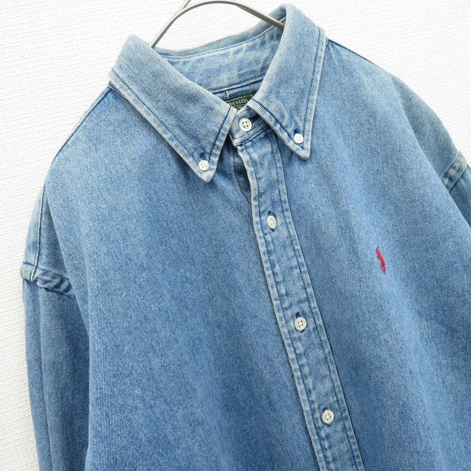 美品❗️POLO RALPH LAUREN 長袖デニムシャツ 刺繍ロゴ ラルフローレン POLO JEANS CO Ralph Lauren デニムシャツ 刺繍