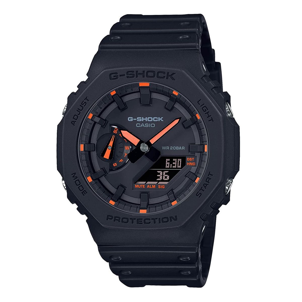 G-SHOCK ブラック オレンジ ネオンカラー 八角形 GA-2100-1A4 - 038net