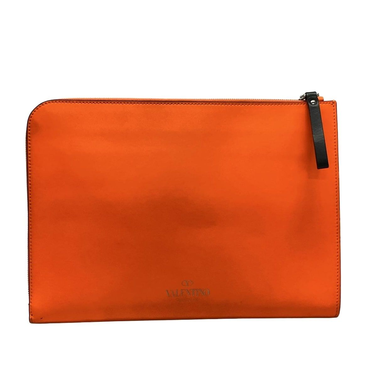 VALENTINOGARAVANI バレンチノガラバーニ クラッチバッグ オレンジ 赤タグ|スタッズ|VLTNロゴ レザー WWW_MORNINGWALKER_COM