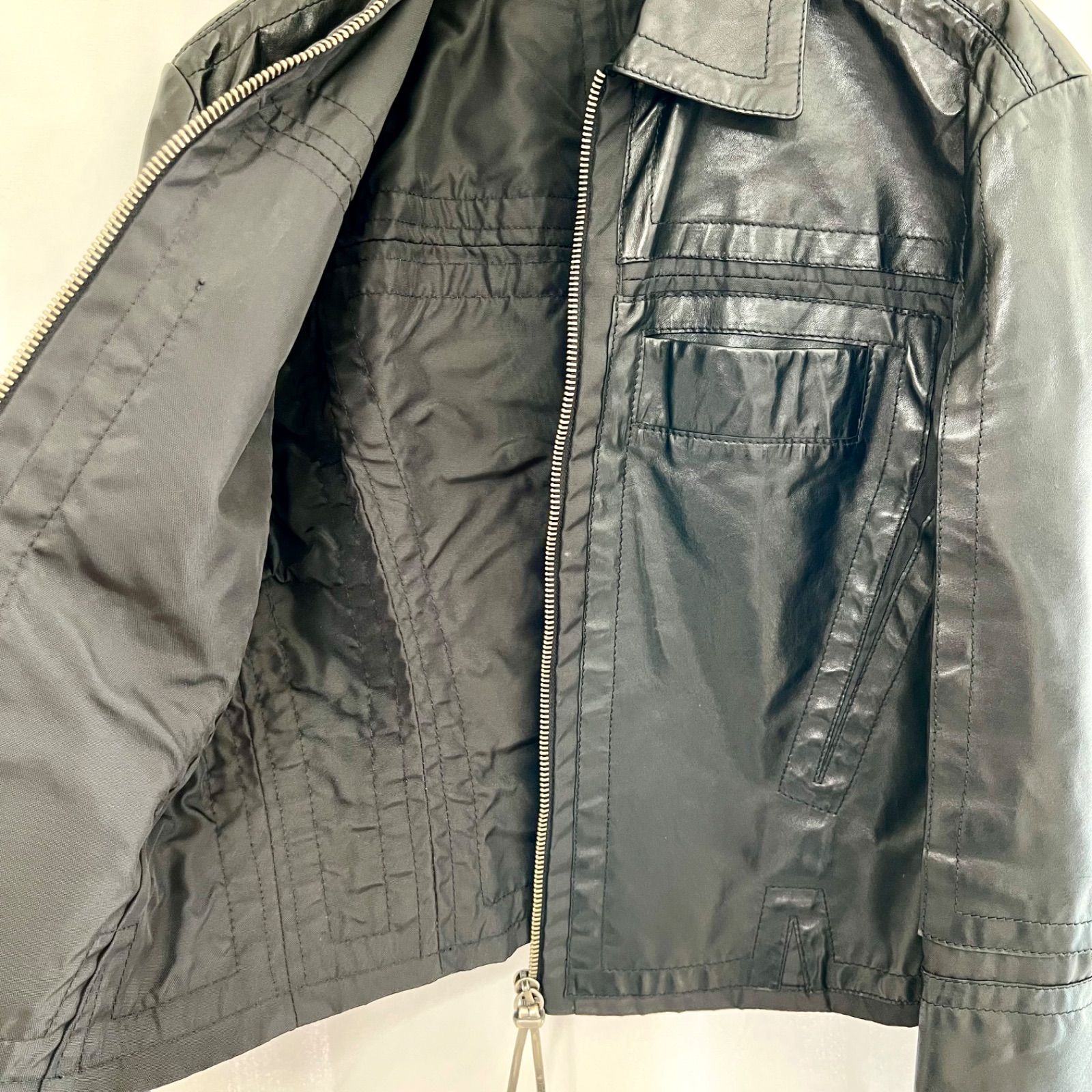 DIRK BIKKEMBERGS】レザージャケット メンズ46 黒 ブラック M DIRK BIKKEMBERGS】レザージャケット メンズ46 黒 ブラック M