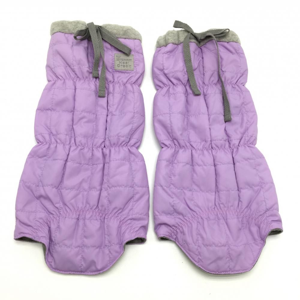 【超美品】ヒールクリーク レッグウォーマー パープル×グレー 内側起毛 リボン レディース 00 ゴルフウェア Heal Creek