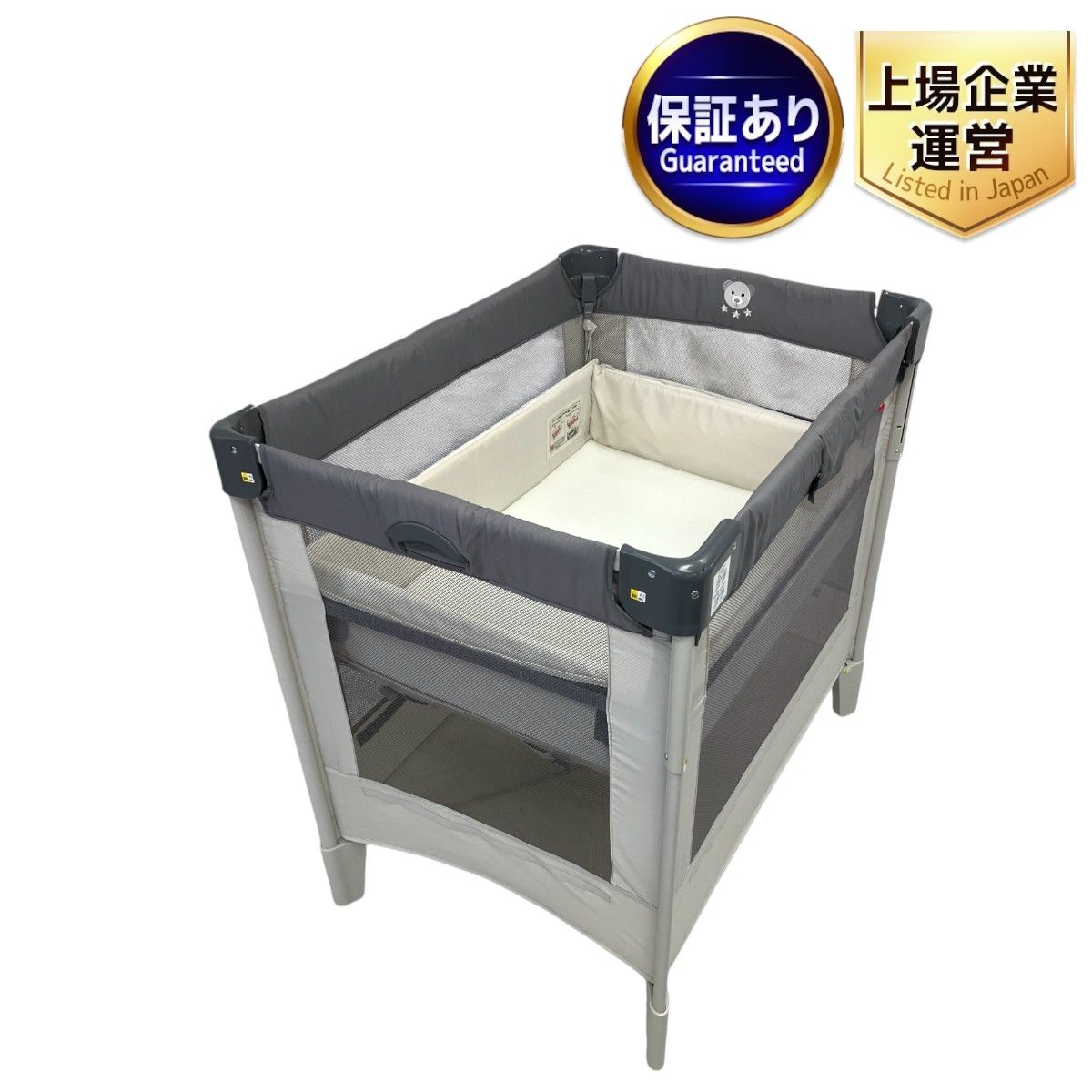 Aprica 2135700 COCONEL AIR AB ベビーベッド コンパクト たためる グレーベアー GR アプリカ 中古 W9173358