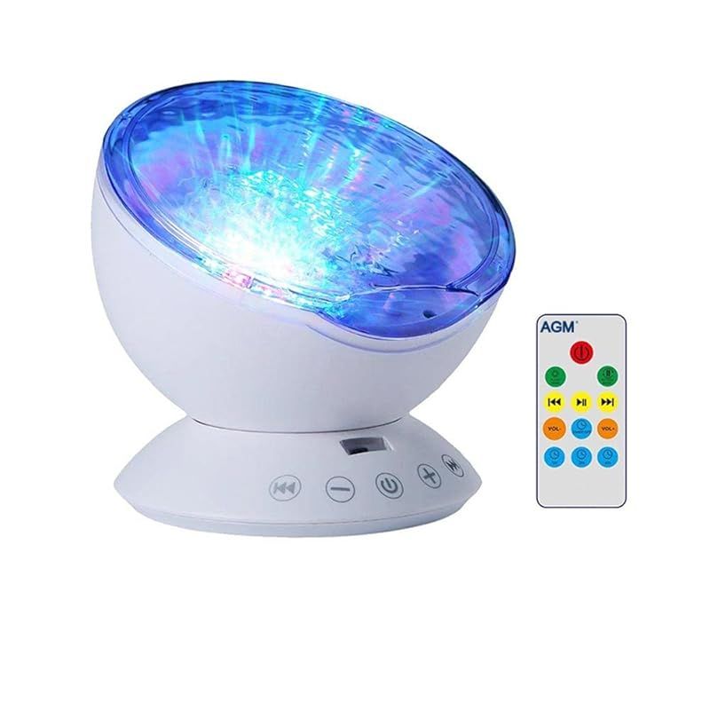 【在庫限り】zmart 7色 LEDプロジェクター 海 波 オーロラ 効果 音楽 ナイトランプ スピーカー SDカードプレーヤー 夜の光 寝室 リビング
