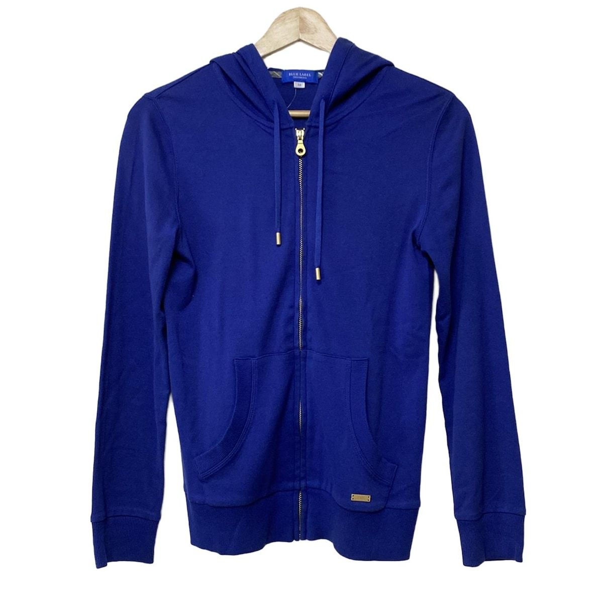 BLUE LABEL CRESTBRIDGE ブルーレーベルクレストブリッジ パーカー サイズ38 M レディース - ブルー 長袖 ジップアップ