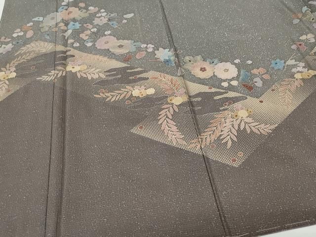 平和屋着物●京友禅の巨匠・頼田勉 臈纈染手描友禅　訪問着　本場染大島紬　辻が花　金彩　正絹　逸品　CAAX0801vf 平和屋着物○京友禅の巨匠・頼田勉 臈纈染手描友禅