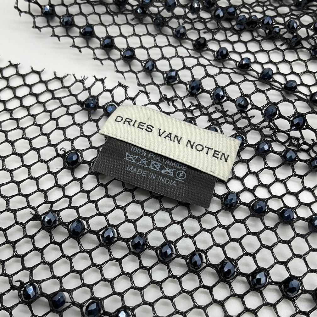 【未使用品】DRIES VAN NOTEN メッシュビーズラインスカーフ 未使用 DRIES VAN NOTEN ドリスヴァンノッテン F ブラック メッシュ