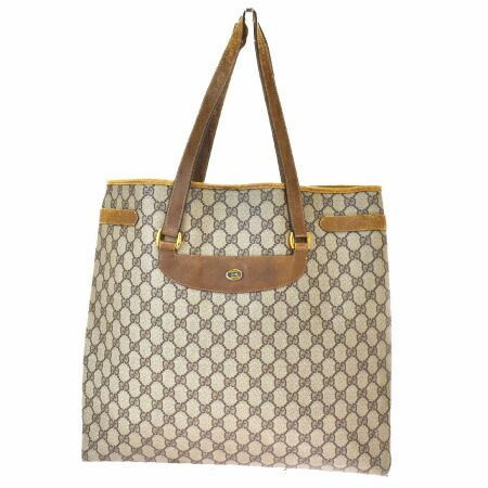 【中古】 グッチ GUCCI トートバッグ ショルダー GG柄 インターロッキング ブラウン PVC レザー 67MH247