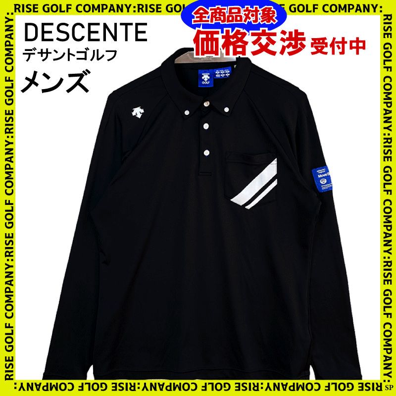 DESCENTE GOLF デサントゴルフ 長袖ポロシャツ ブラック M メンズ