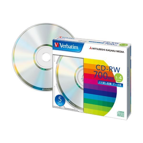 得価，新作 (まとめ) バーベイタム データ用CD-RW700MB 4倍速 ブランドシルバー 5mmスリムケース SW80QU5V1 1パック(5枚)  【×10セット】 その他