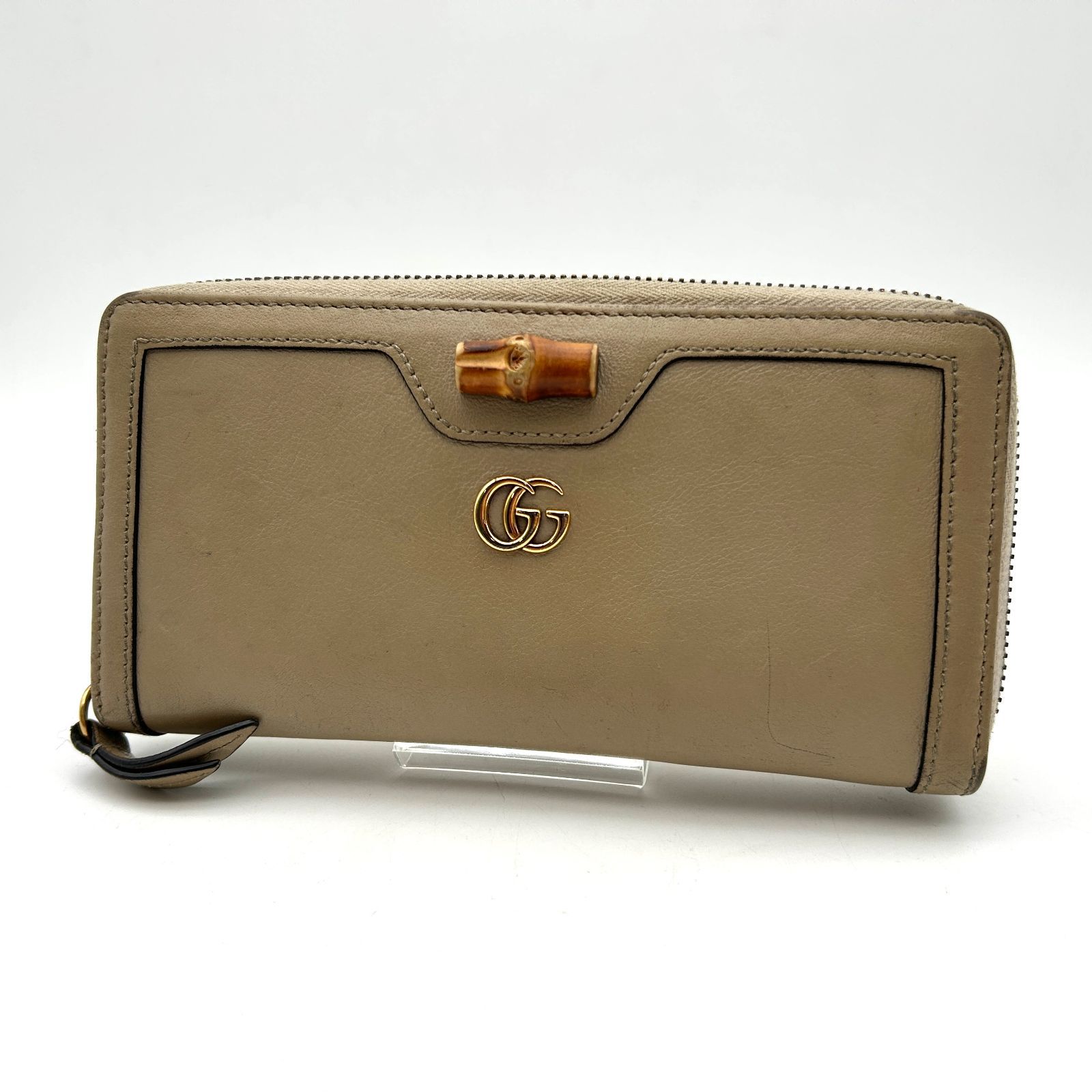 GUCCI 長財布 マーモント バンブー ラウンドファスナー ラウンドジップ ベージュ