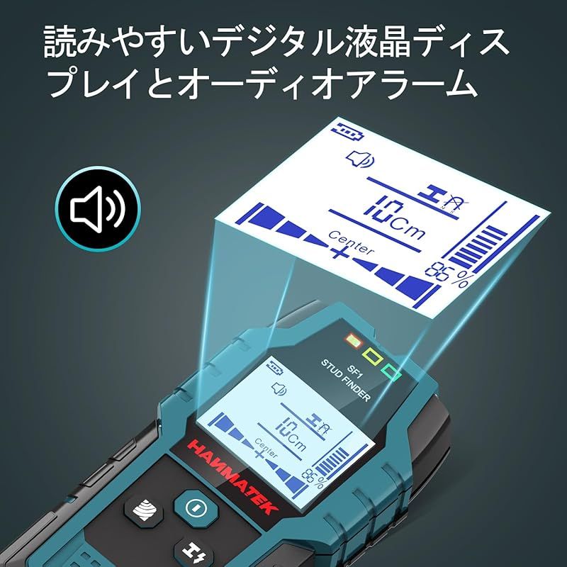 HANMATEK 下地探し 下地センサー 下地チェッカー 壁うらセンサー 深度距離表示 五合一アップグレード木材精密モード両頭ボルト探索ツール、金属中心縁、両頭ボルトと交流電線、壁パイプ位