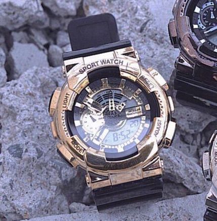 ②海外 アナログ✖️デジタル 腕時計デジタル 多機能 LED ゴールド-2
