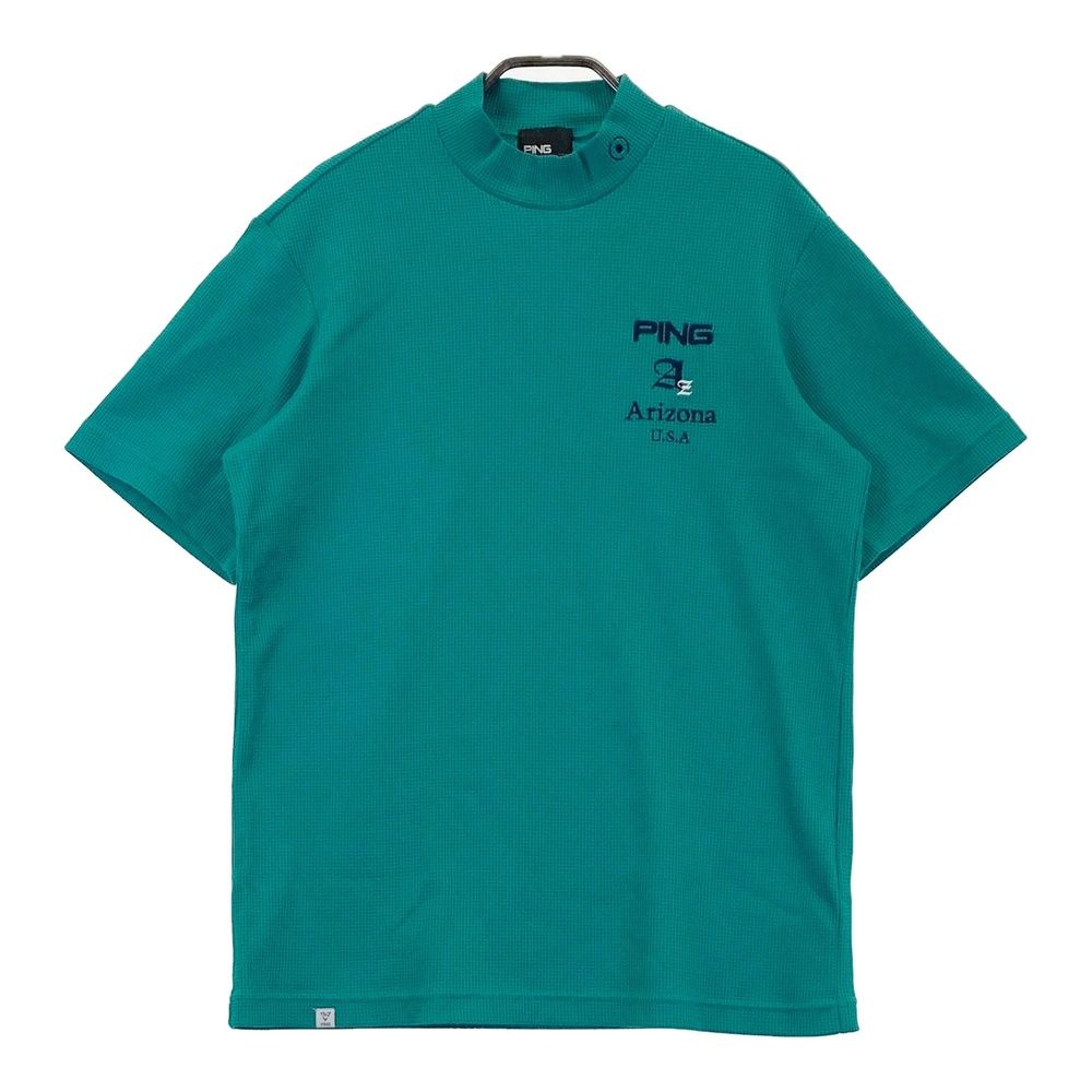 サイズ：M PING ピン 2024年モデル ハイネック 半袖Tシャツ  グリーン系 [240101497815] ゴルフウェア メンズ ストスト サイズ：M PING ピン 2024年モデル ハイネック 半袖Tシャツ