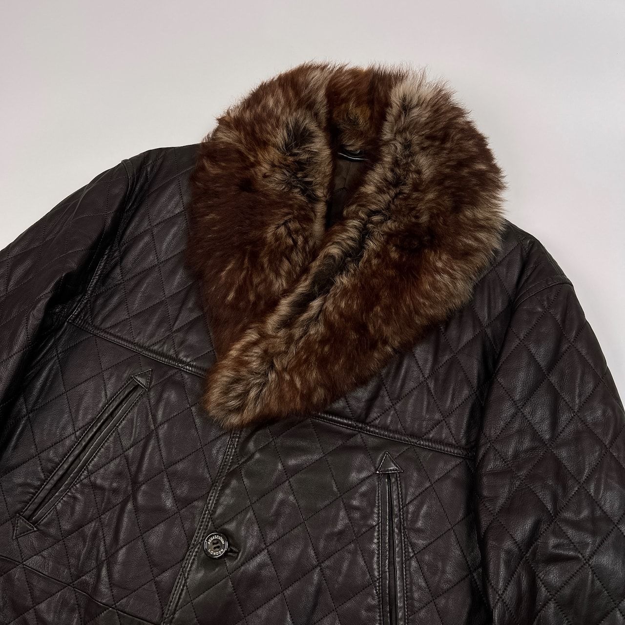 Aquascutum アクアスキュータム シープ毛皮 ファー付き 羊革 本革