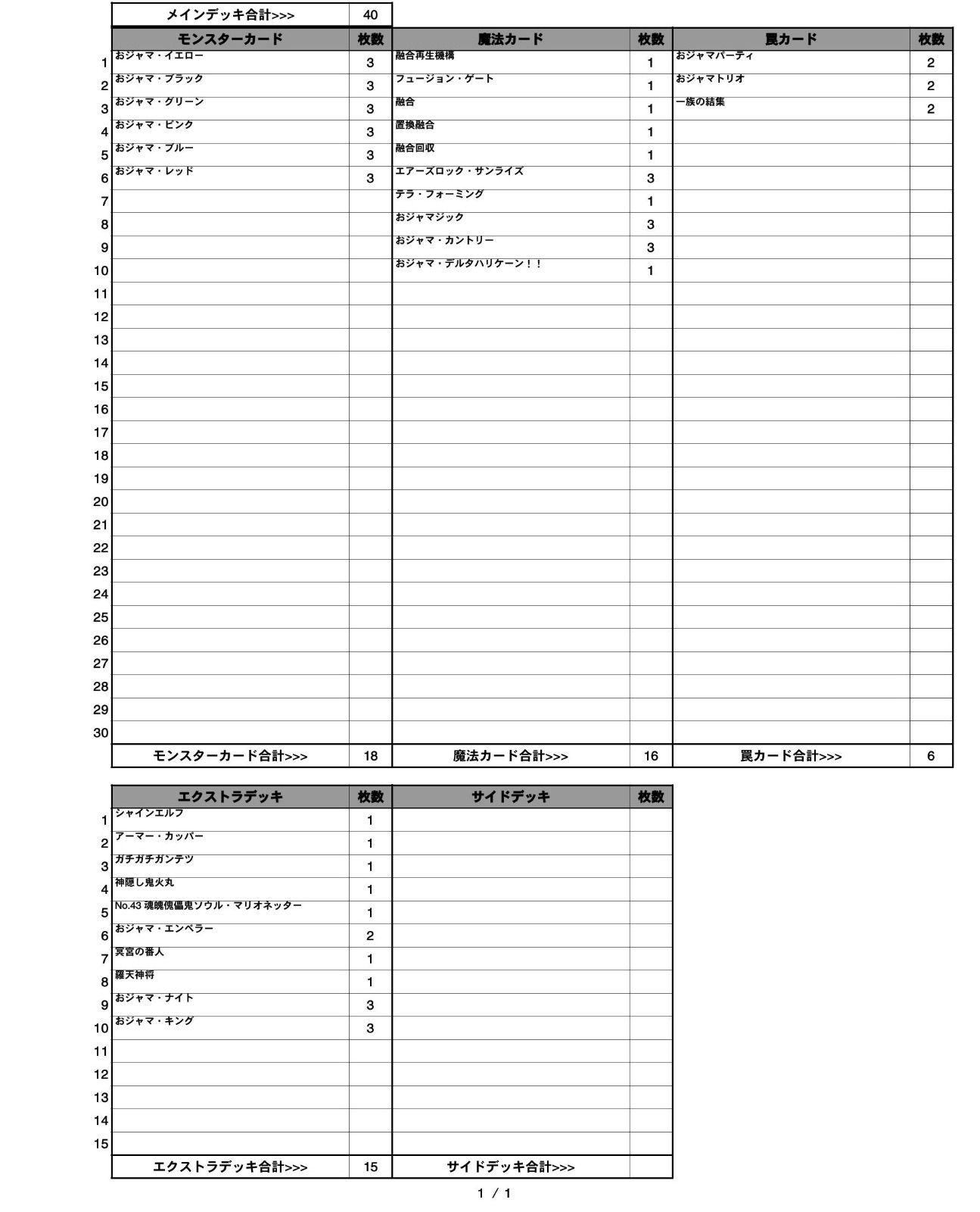 おジャマ デッキ 遊戯王 Ojama deck miショップ - メルカリ