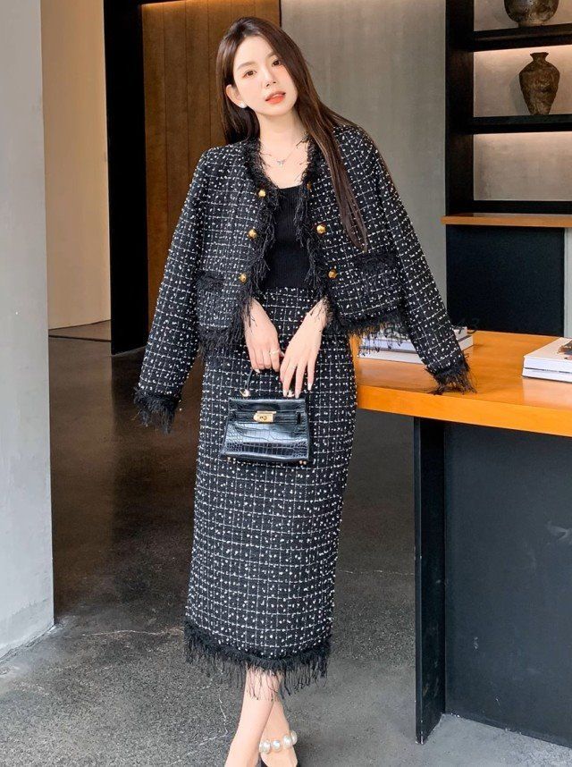 セットアップ スーツ レディース きれいめ ツイードスカート ノーツイードジャケット ファッション 卒業式 入学式 冬 大きいサイズ 秋 韓国 pai5a879843