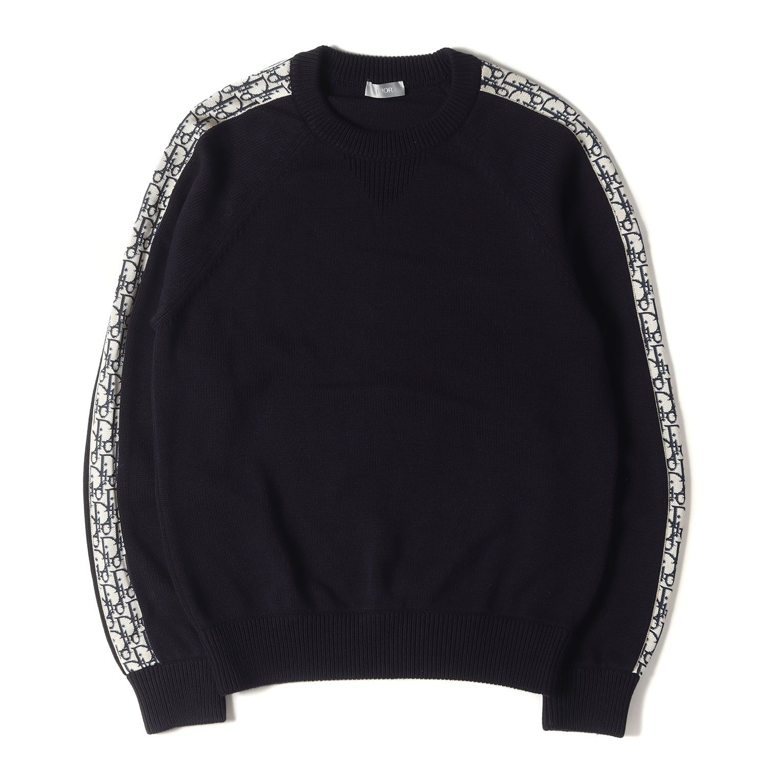 Dior HOMME ディオールオム ニット サイズ:S 21AW オブリークライン クルーネック コットン ニット セーター OBLIQUE  SIDE LINE CREWNECK SWEATS 113M638AT187 ダークネイビー 紺 イタリア製 - メルカリ