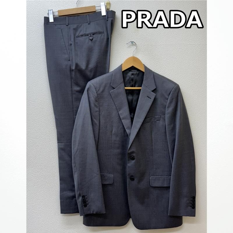 PRADA プラダ スーツ 2B ノッチドラペル テーラード ジャケット ノータック スラックス パンツ スーツ セットアップ 灰色 グレー