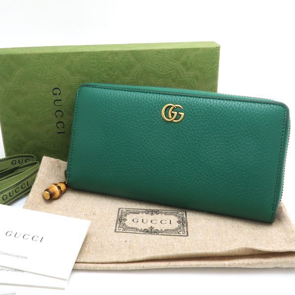 GUCCI ジップアラウンドウォレット 739499 AABXM バンブー付き レザー グリーン ラウンドファスナー長財布 美品 箱付 グッチ  ◇送料込◇質屋-10178 - メルカリ