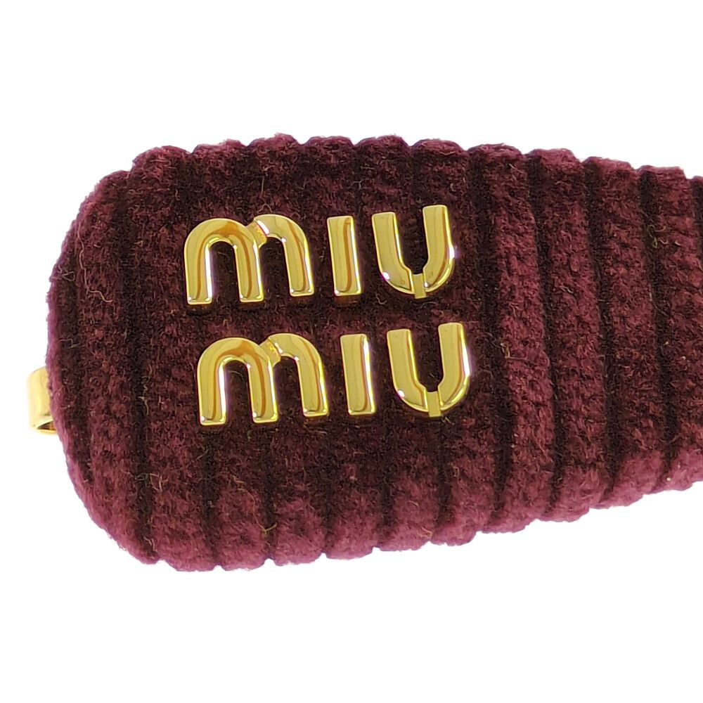 miu miu ミュウミュウ ロゴ コーデュロイ バレッタ ヘアピン ヘア ヘッド 5IF188_2IEK_F04UM ボルドー ♀ A レディース 593846 DECORATOM_COM_BR