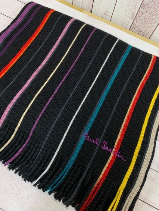 【美品】ポールスミス　マフラー　マルチカラー　ウール　ロゴ　刺繍 Paul Smith PAUL SMITH ポールスミス スカーフ マフラー