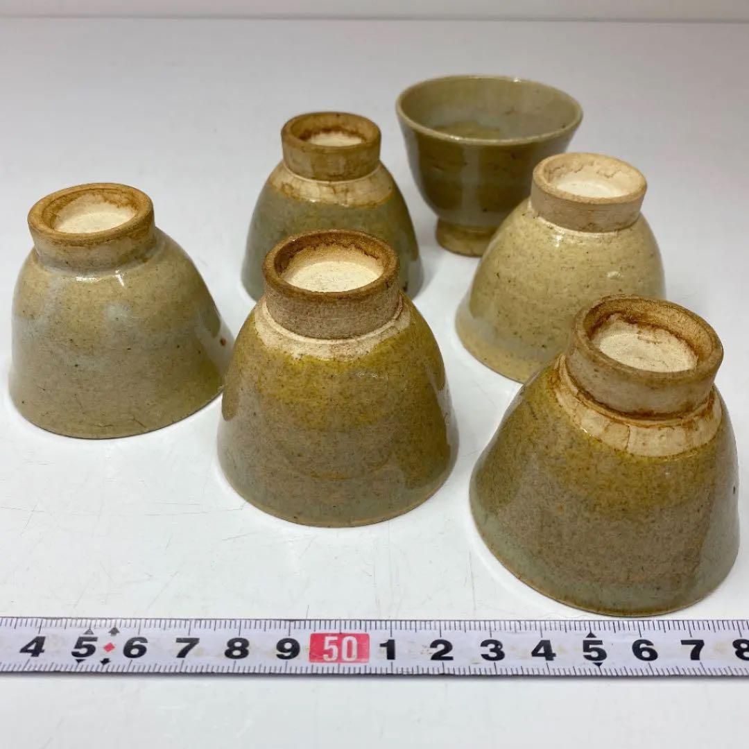 力強い高台 煎茶碗6客 直径6.4㎝ 東 Y5-0412