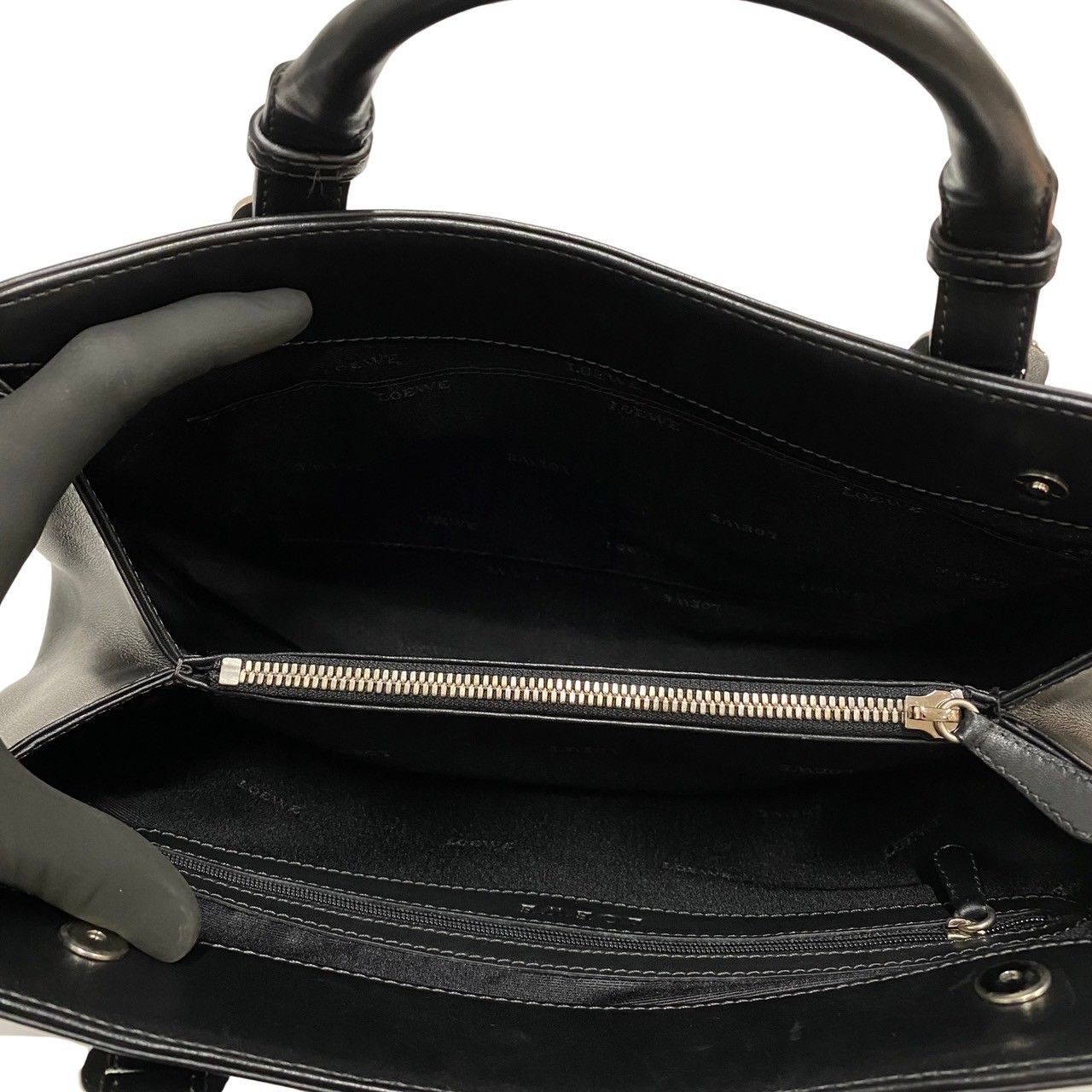 極 美品 LOEWE ロエベ カモッシオ アナグラム ロゴ レザー 本革 トート 