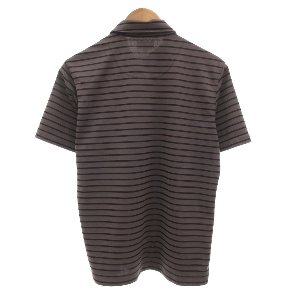 バーバリー BURBERRY ポロシャツ 半袖 3 グレー ボーダー ハーフジップ AE GY47
