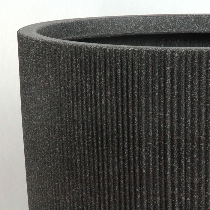 直径44cm 超軽量 樹脂製 ストライプ おしゃれ 植木鉢 鉢カバー 丸 ブラックストーン系 穴あけ加工無料