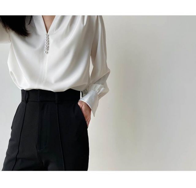 種類15：ホワイト/XL きれいめ ブラウス トップス シャツ プルオーバー