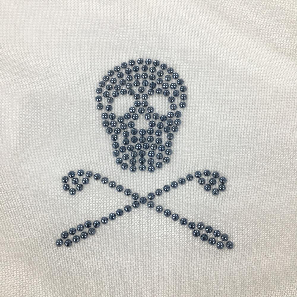 マークアンドロナ 半袖ポロシャツ 白 スカル 襟裏グレー メンズ XL