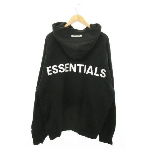 エフオージー エッセンシャルズ FOG ESSENTIALS スウェット パーカー プルオーバー バックロゴプリント 裏起毛 XL 黒 ブラック |AO13 GY19