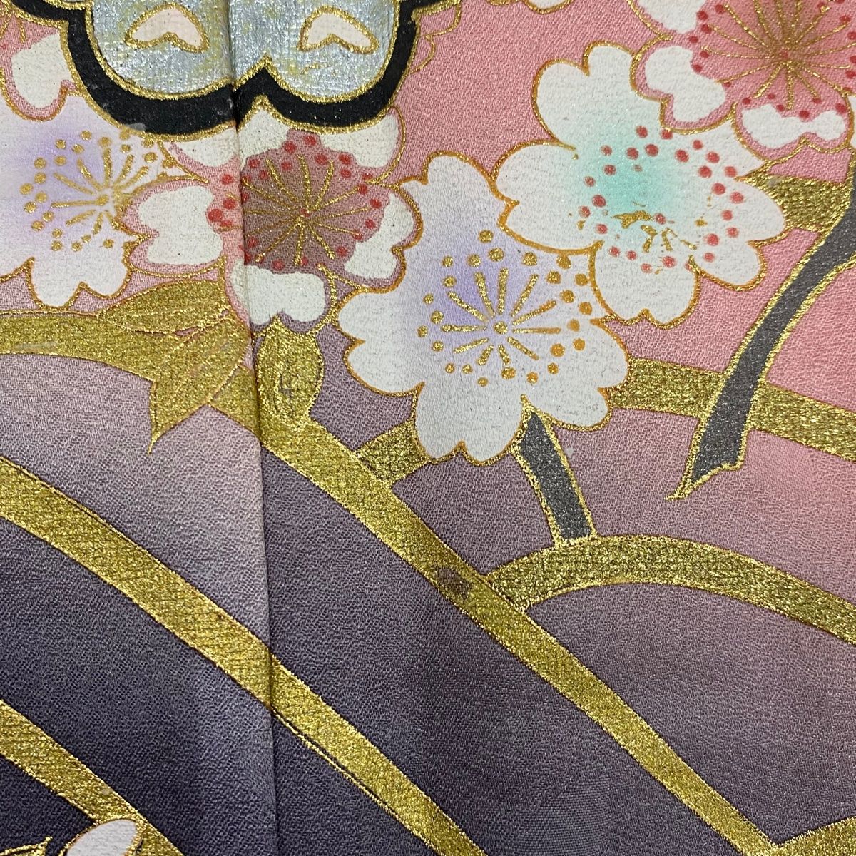 6929■　袷　友禅長襦袢　正絹　桜の花　157cm前後～　美品 お値下げ‼️長襦袢 襦袢地 正絹 「伝統友禅 京さくら」