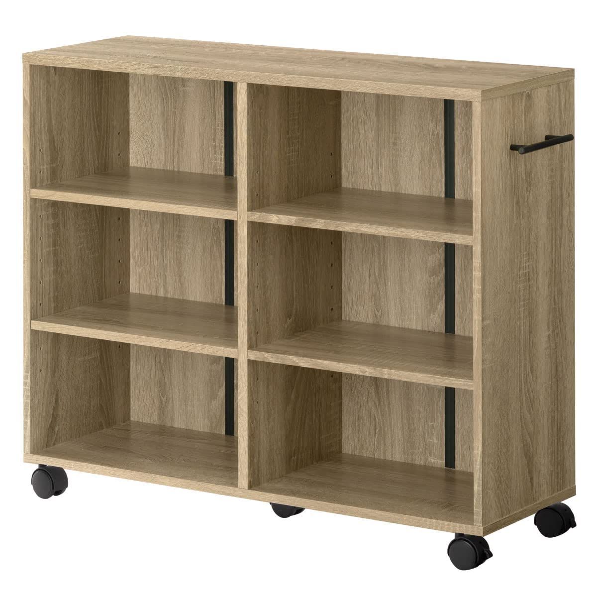 セール ぼん家具 収納 カート 本棚 キャスター付き 隙間 木製 取っ手付き 押し入れ ワゴン 〔幅26cm〕 オーク