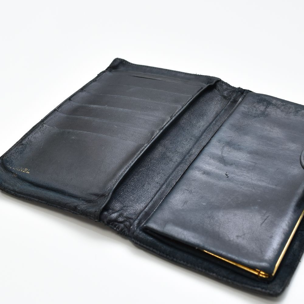 中古USED CHANEL 財布 2つ折り ラムスキン ブラック 7929227010 中古USED CHANEL 財布 2つ折り ラムスキン ブラック 7929227010