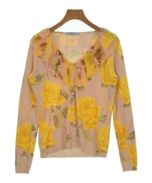 Blumarine - BLUMARINE(ブルマリン) カーディガン レディース - ベージュ×蛍光イエロー 長袖 BLUMARINE(ブルマリン) カーディガン レディース - ベージュ