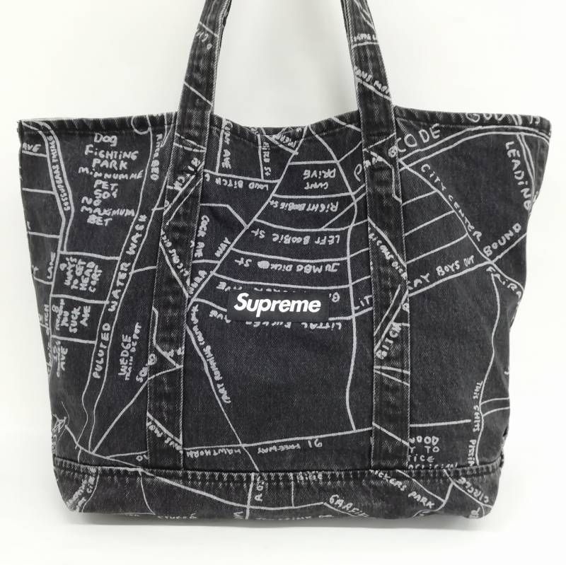 シュプリーム SUPREME 19SS GONZ MAP DENIM TOTE マーク ゴンザレス デニム トートバッグ ブラック AA
